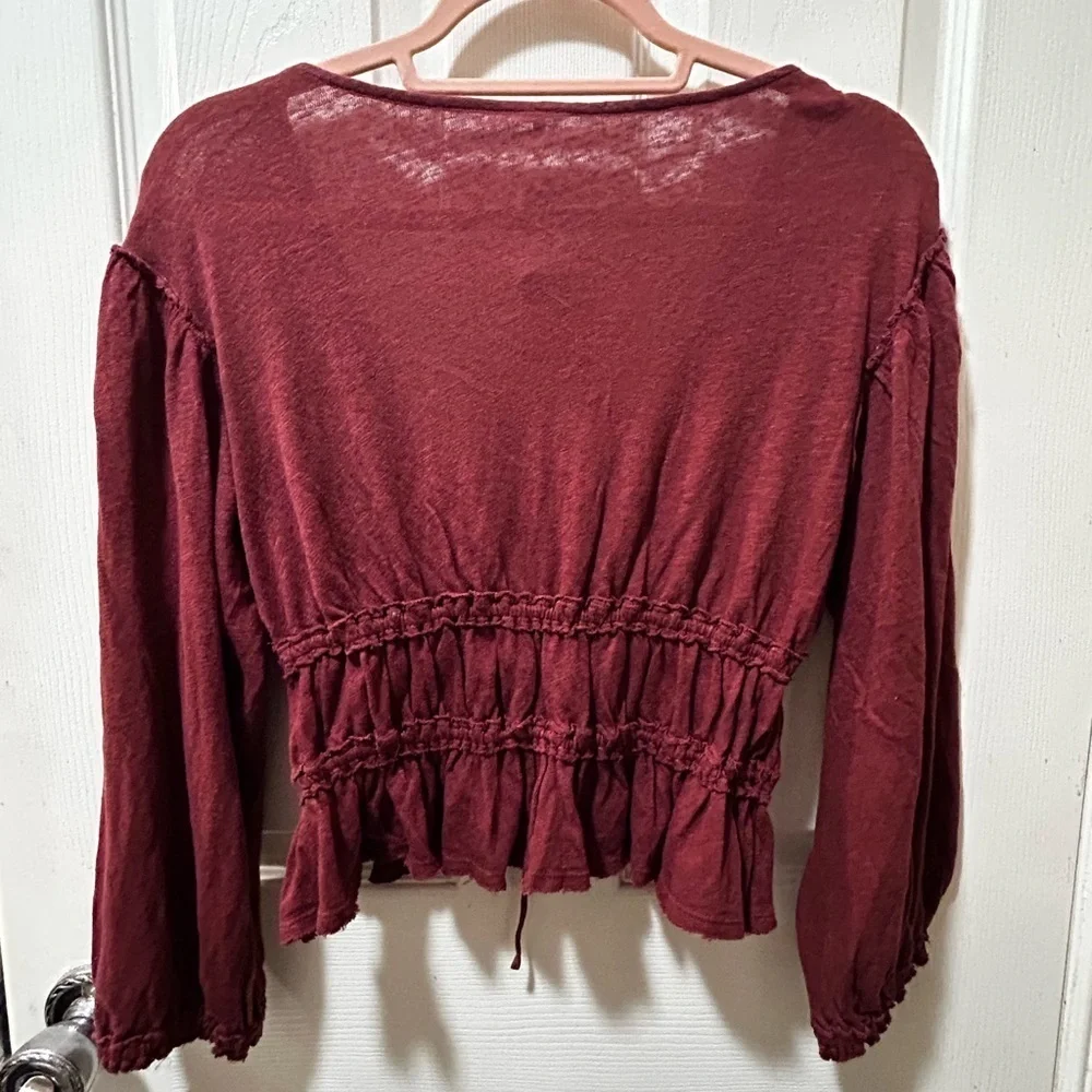 New! Free People Let's Go Tie Front Linen & Cotton Top Size XS - $78 MSRP